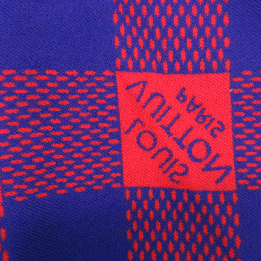 Louis Vuitton Shawl Damierplaid Pattern Large Format Rug Scarf Blue — view 5