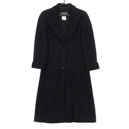Chanel Coat Tweed Long Coat Jacket A Line Friends Outer Fully Lined Navy