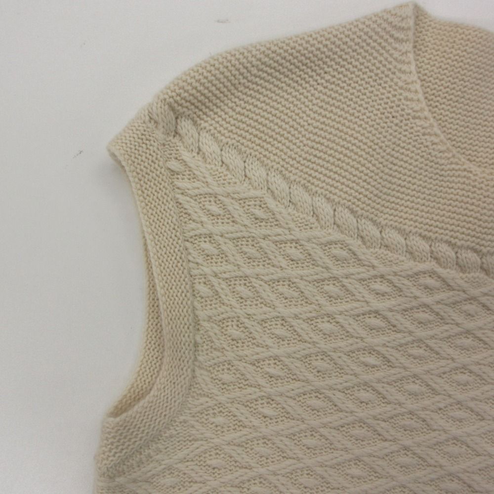 Chanel Dress Cashmere Knit Sleeveless Tweed Contrast Line CC Logo Button Ivory — view 5
