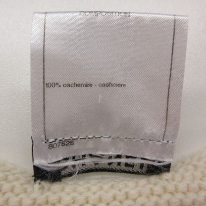 Chanel Dress Cashmere Knit Sleeveless Tweed Contrast Line CC Logo Button Ivory — view 4
