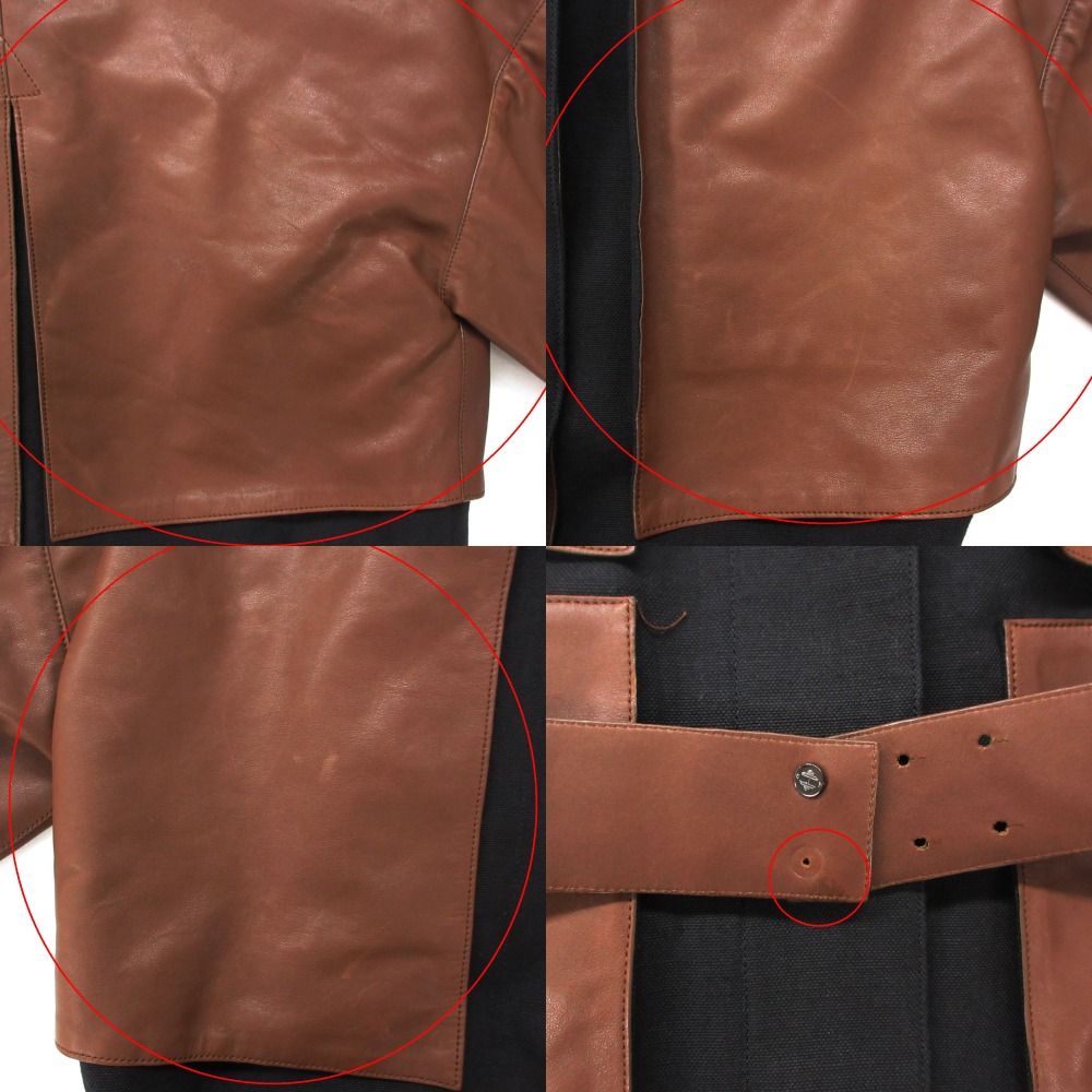Hermes Coat Leather Short Sleeve Docking Button Belt with Pret a Porter Vo — view 9