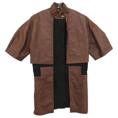 Hermes Coat Leather Short Sleeve Docking Button Belt with Pret a Porter Vo