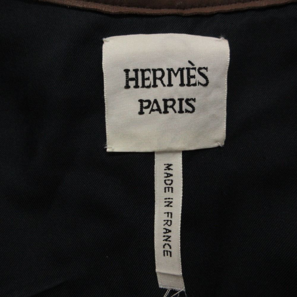 Hermes Coat Leather Short Sleeve Docking Button Belt with Pret a Porter Vo — view 4