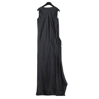 Chanel Dress Long Silk Layer CC Logo Button Black — view 2