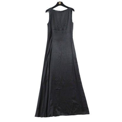 Chanel Dress Long Silk Layer CC Logo Button Black — view 5
