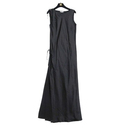 Chanel Dress Long Silk Layer CC Logo Button Black