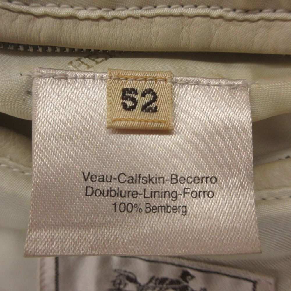Hermes Rider's Jacket Series Button Cow Calf Cowhide Leather Single Light Beige — view 5