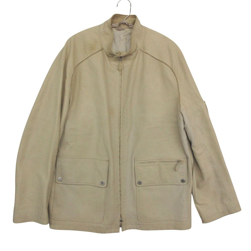 Hermes Rider's Jacket Series Button Cow Calf Cowhide Leather Single Light Beige