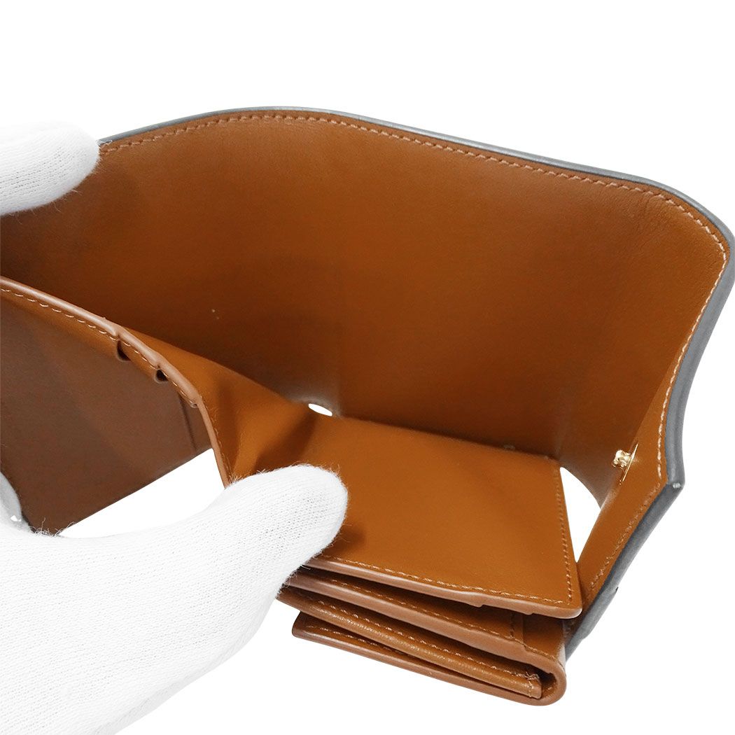 Celine Wallet Bifold Triomphe Leather Brown Mini Compact Adult — view 7