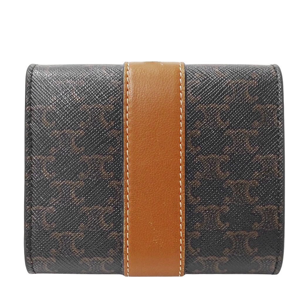 Celine Wallet Bifold Triomphe Leather Brown Mini Compact Adult — view 2