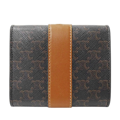 Celine Wallet Bifold Triomphe Leather Brown Mini Compact Adult — view 2