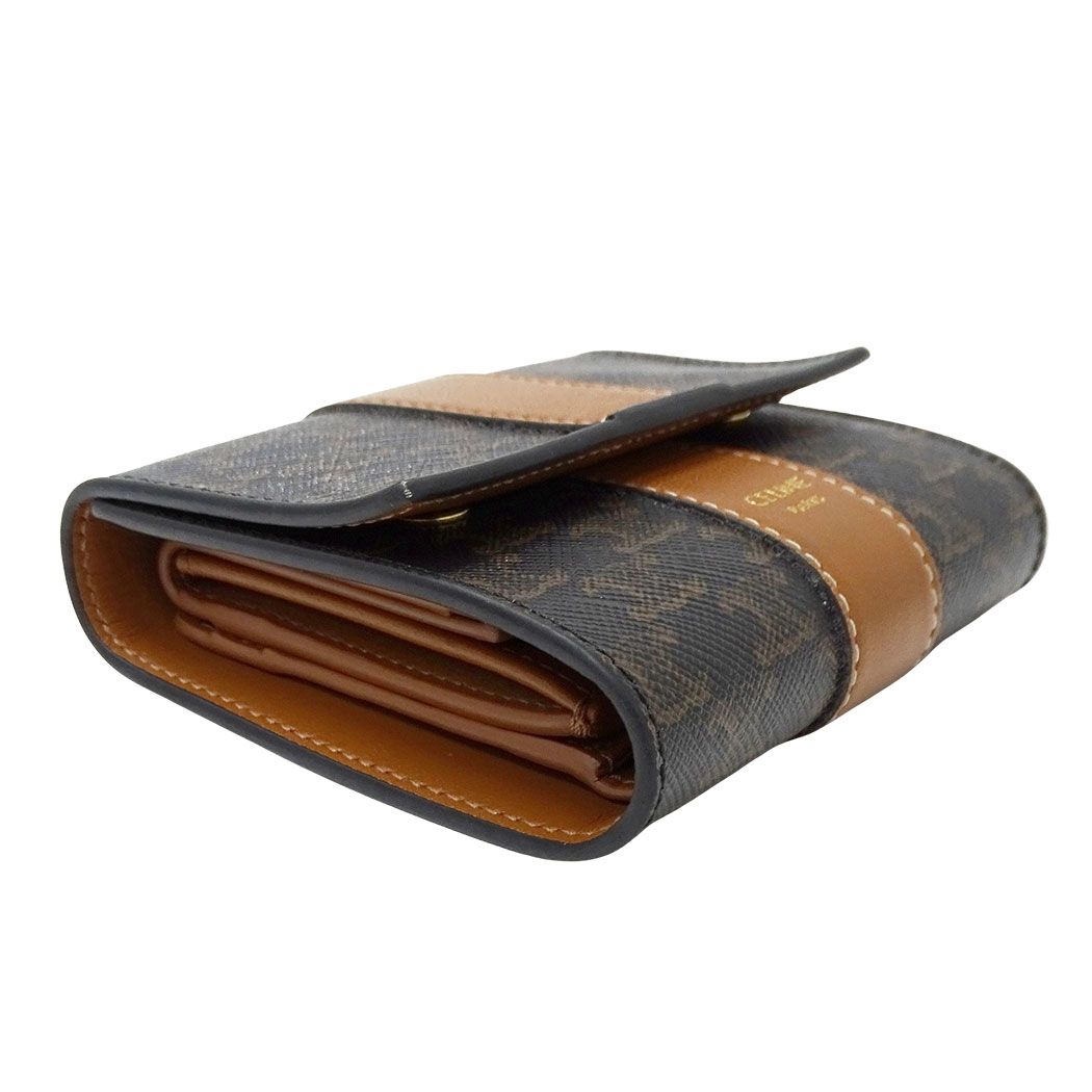 Celine Wallet Bifold Triomphe Leather Brown Mini Compact Adult — view 3