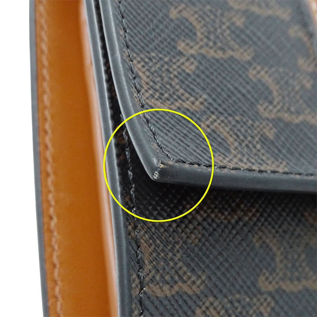 Celine Wallet Bifold Triomphe Leather Brown Mini Compact Adult — view 9