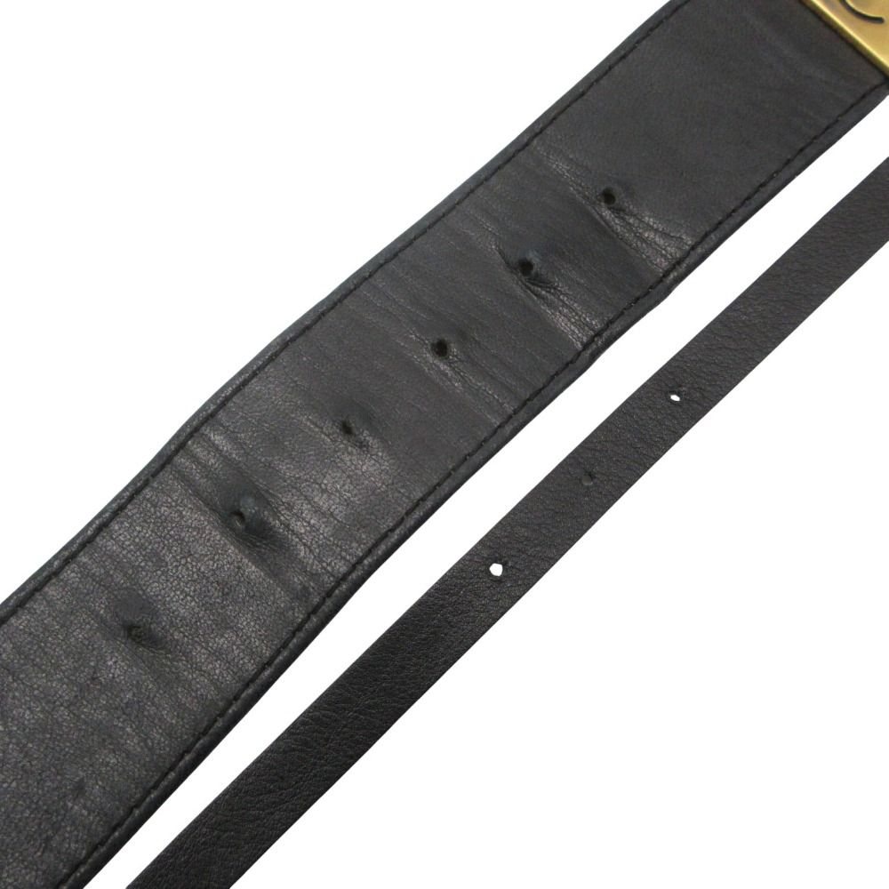 Chanel Belt Vintage CC Logo Chain Double Strand Leather Gold Black — view 6