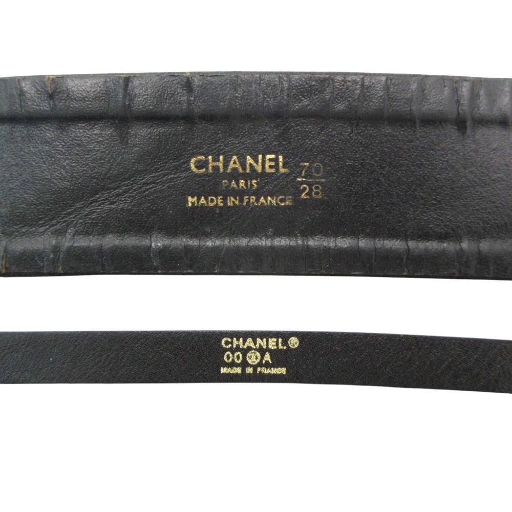 Chanel Belt Vintage CC Logo Chain Double Strand Leather Gold Black — view 8