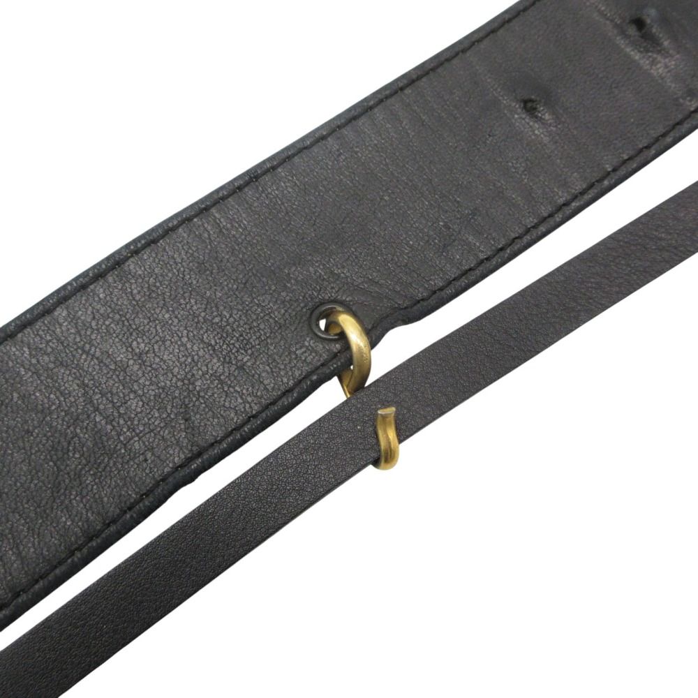 Chanel Belt Vintage CC Logo Chain Double Strand Leather Gold Black — view 5