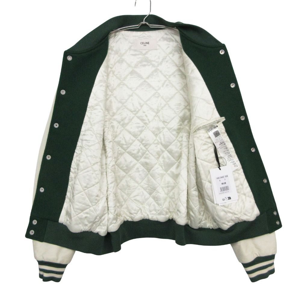 Celine Varsity Jacket Dijacket Leather Logo Patch Outer Green — view 3