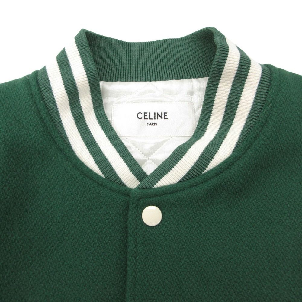 Celine Varsity Jacket Dijacket Leather Logo Patch Outer Green — view 7