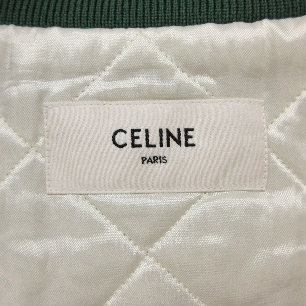 Celine Varsity Jacket Dijacket Leather Logo Patch Outer Green — view 4