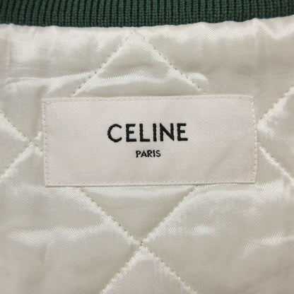 Celine Varsity Jacket Dijacket Leather Logo Patch Outer Green — view 4