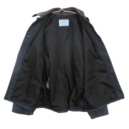 Prada Denim Jacket with Leather Collar No Outer Long Sleeve Blue SS — view 3