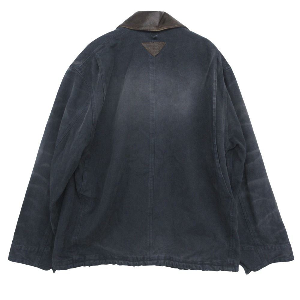 Prada Denim Jacket with Leather Collar No Outer Long Sleeve Blue SS — view 2