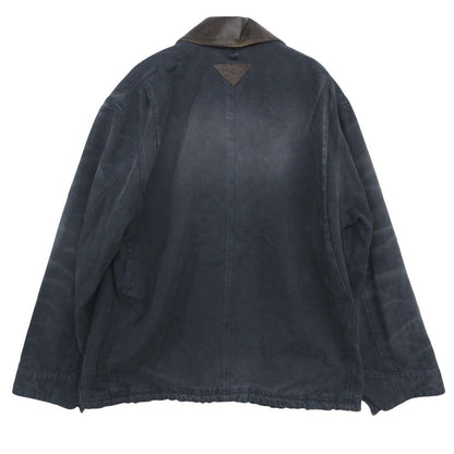 Prada Denim Jacket with Leather Collar No Outer Long Sleeve Blue SS — view 2
