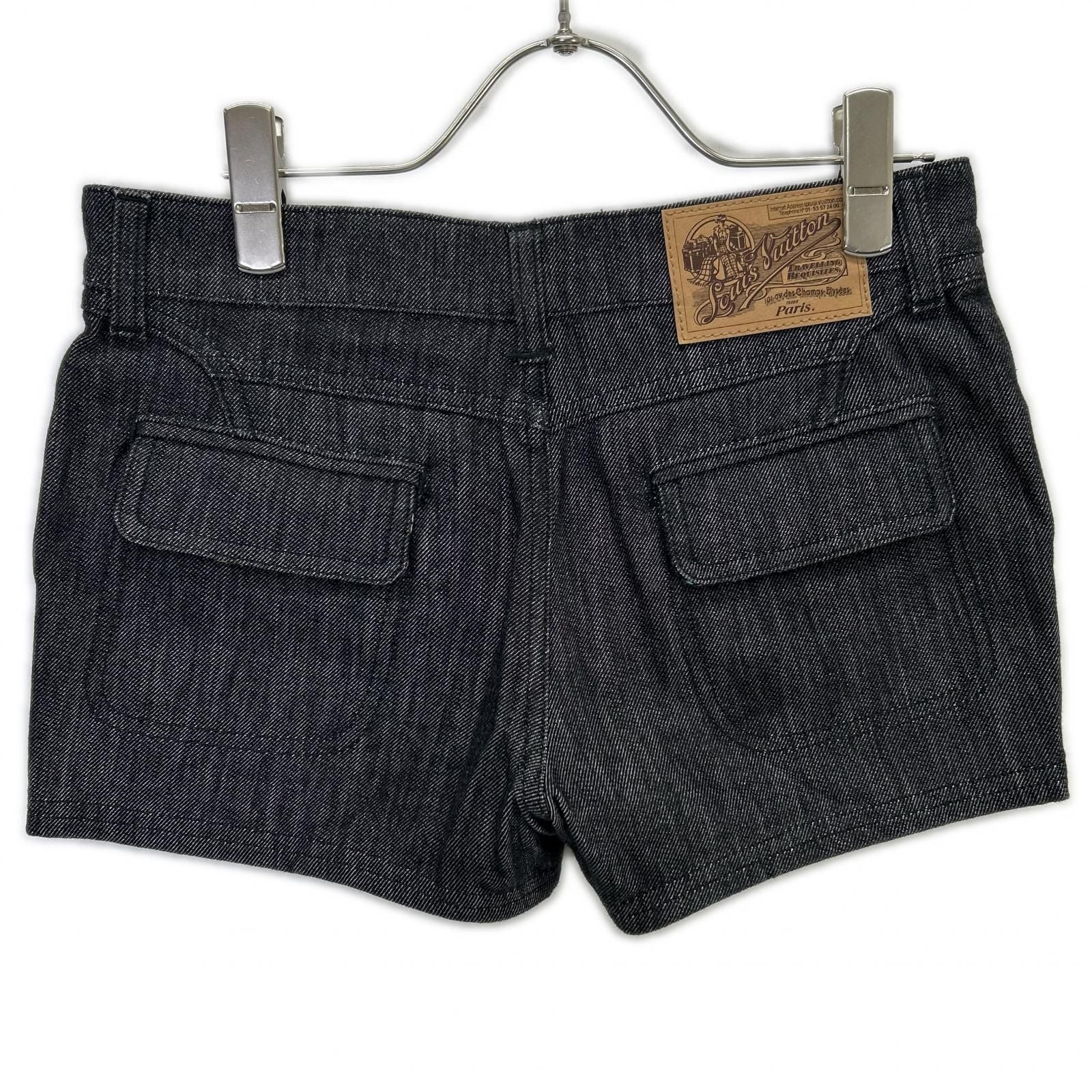 Louis Vuitton Black Monogram Lining Denim Shorts 36 — view 2