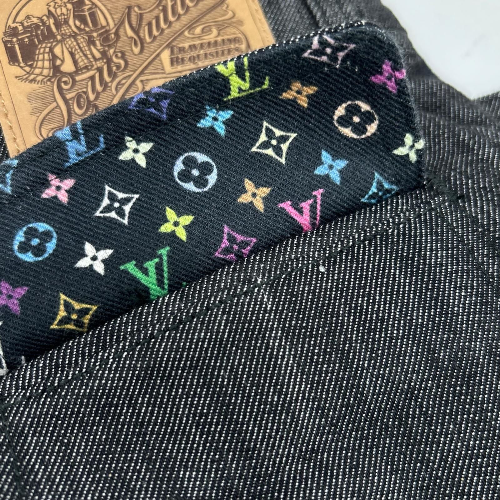 Louis Vuitton Black Monogram Lining Denim Shorts 36 — view 9