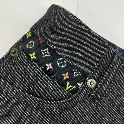 Louis Vuitton Black Monogram Lining Denim Shorts 36 — view 6