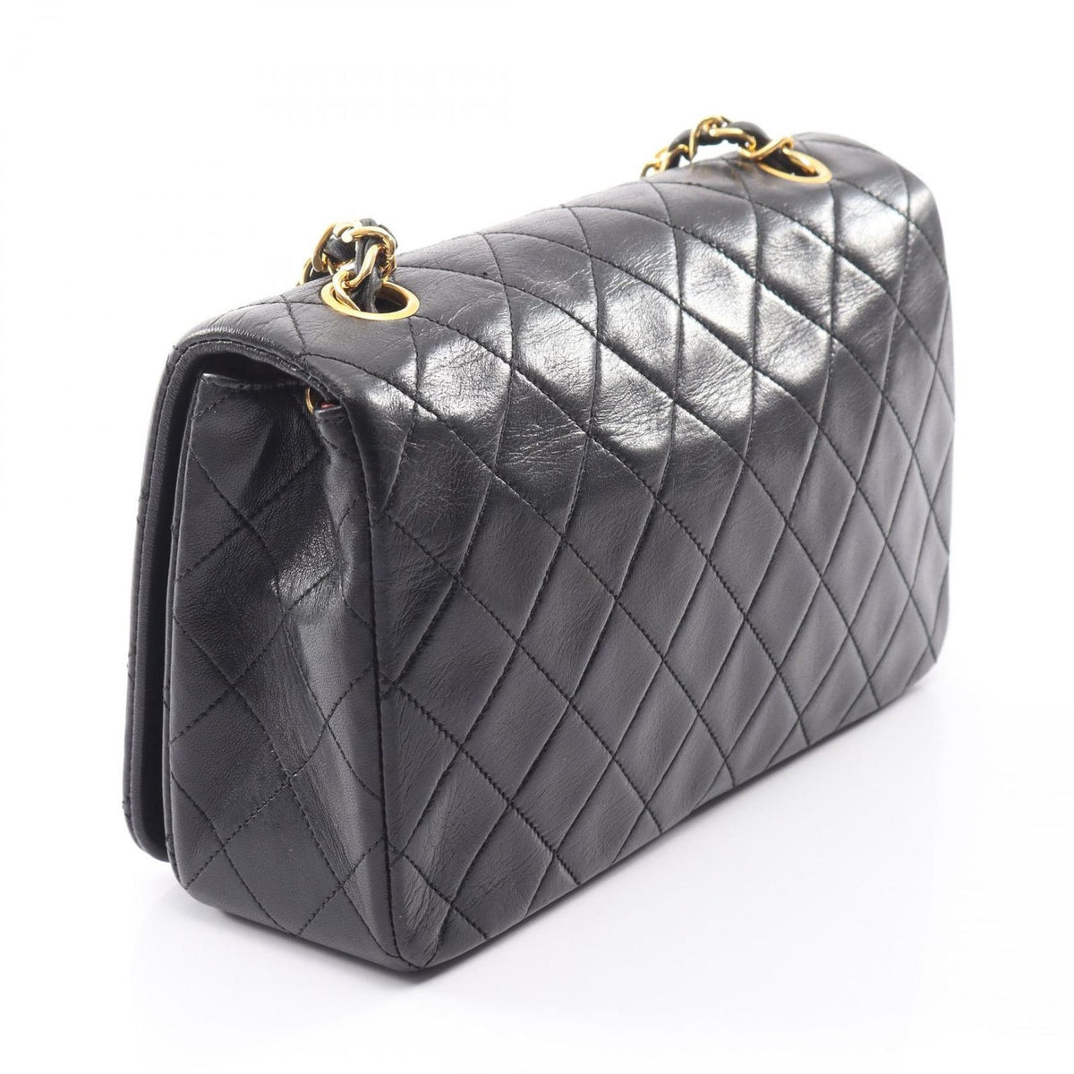 Chanel Shoulder Bag Quilted Full Flap Black Lambskin Chain — view 2