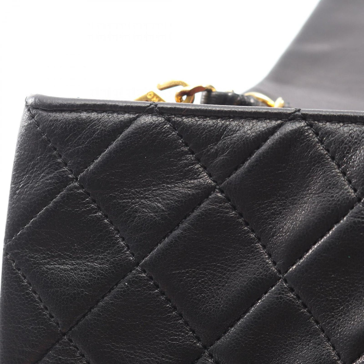 Chanel Shoulder Bag Quilted Full Flap Black Lambskin Chain — view 8