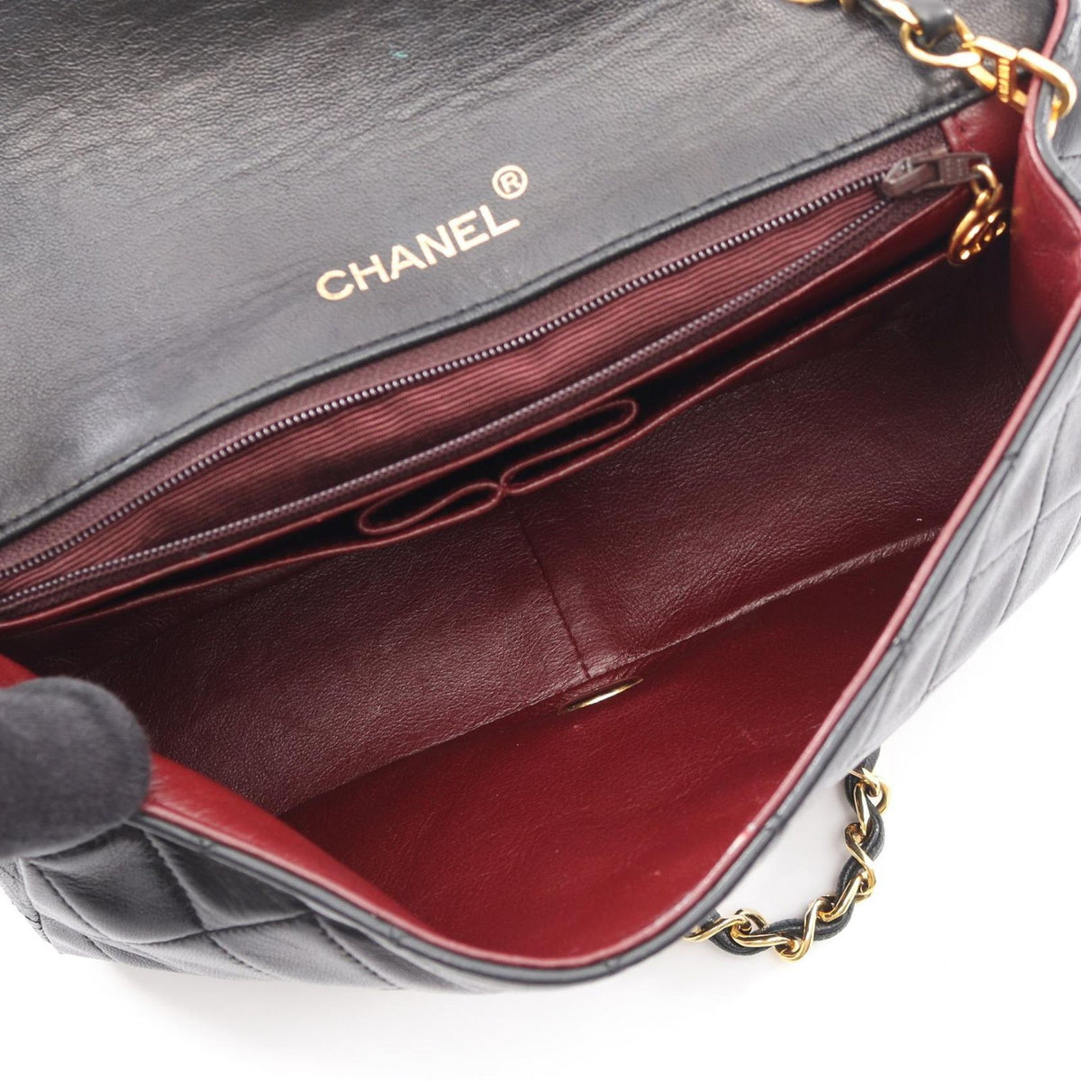 Chanel Shoulder Bag Quilted Full Flap Black Lambskin Chain — view 3