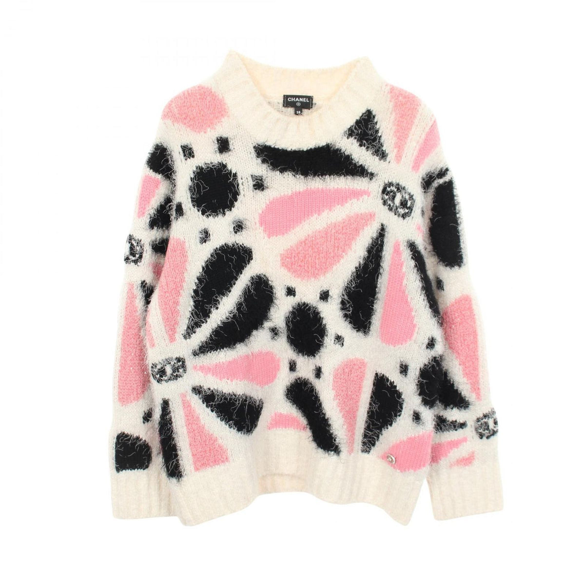 Chanel Knit CC Logo Floral Cashmere Silk Sweater
