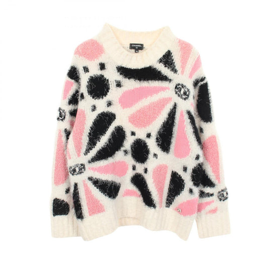 Chanel Knit CC Logo Floral Cashmere Silk Sweater