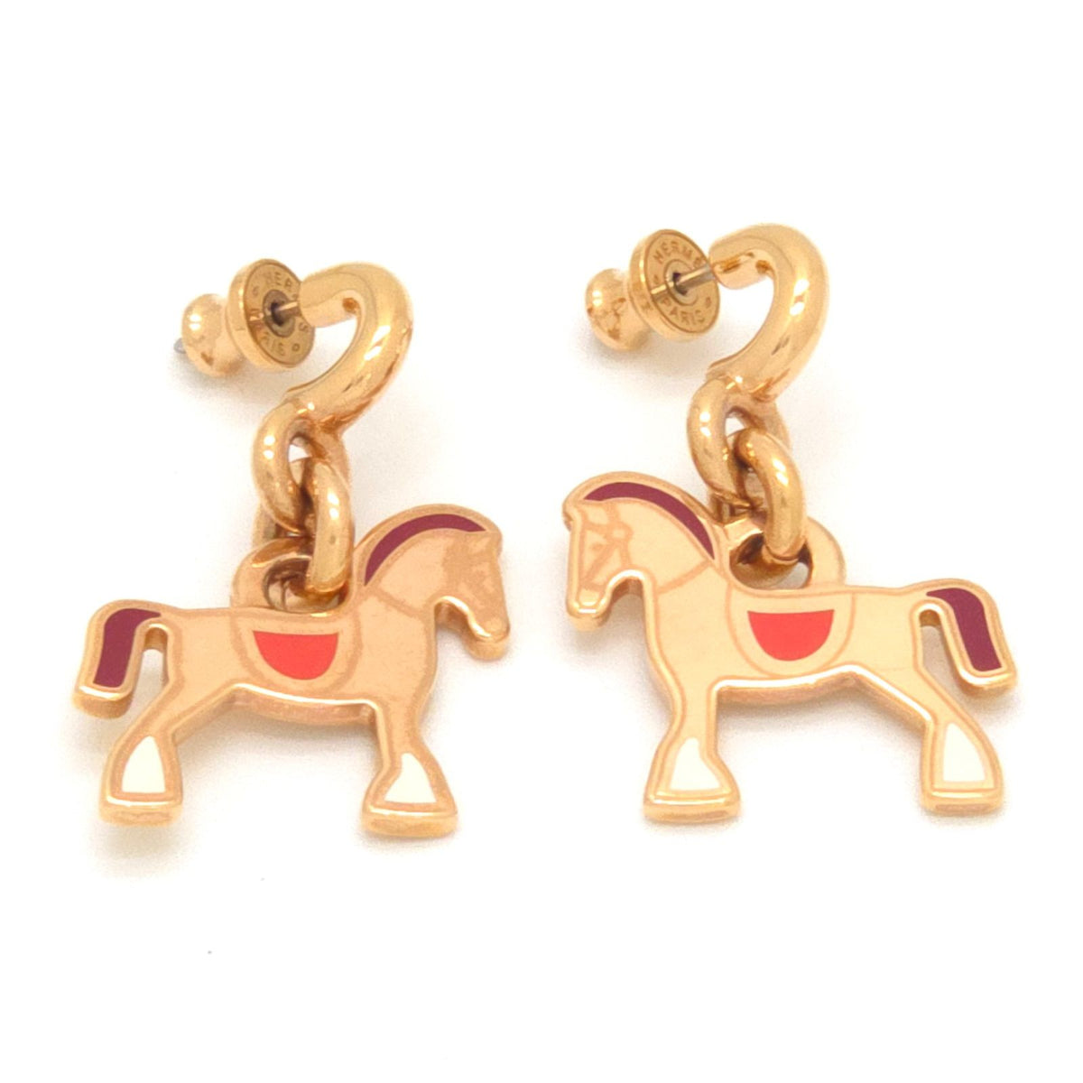 Hermes Cheval Earrings Gold Pre Raqqa Metal 3.35 Booklet — view 2