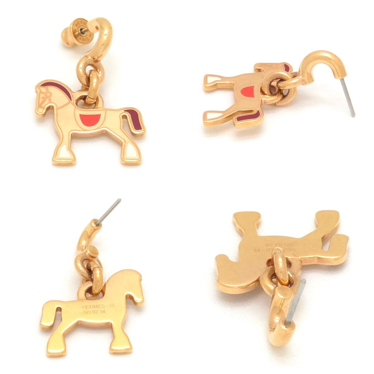 Hermes Cheval Earrings Gold Pre Raqqa Metal 3.35 Booklet — view 5