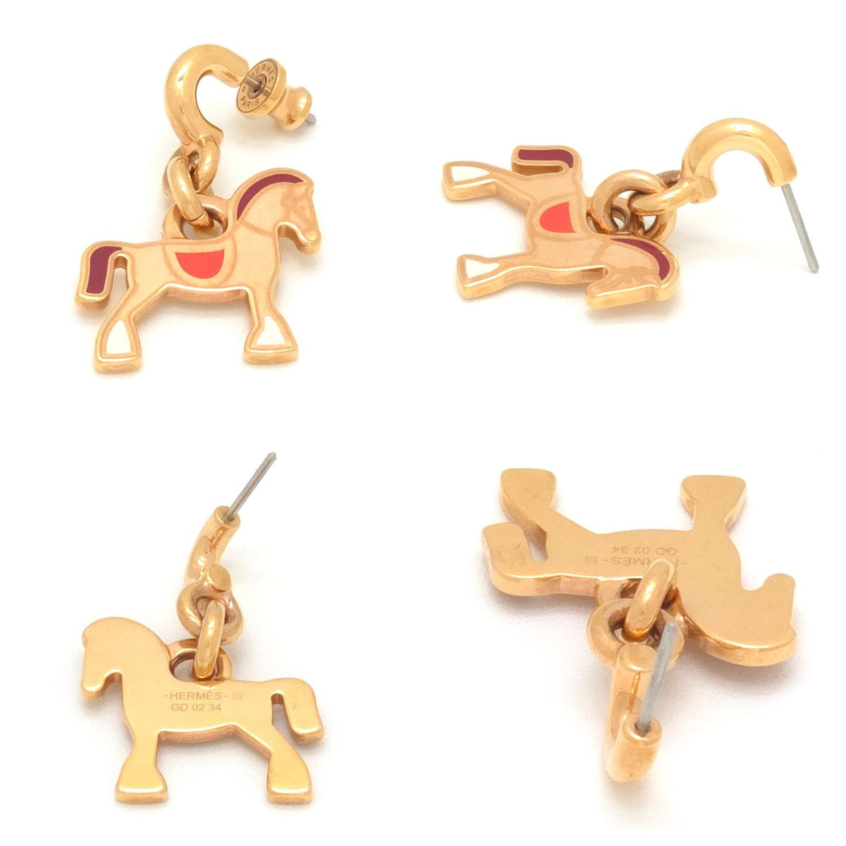 Hermes Cheval Earrings Gold Pre Raqqa Metal 3.35 Booklet — view 4