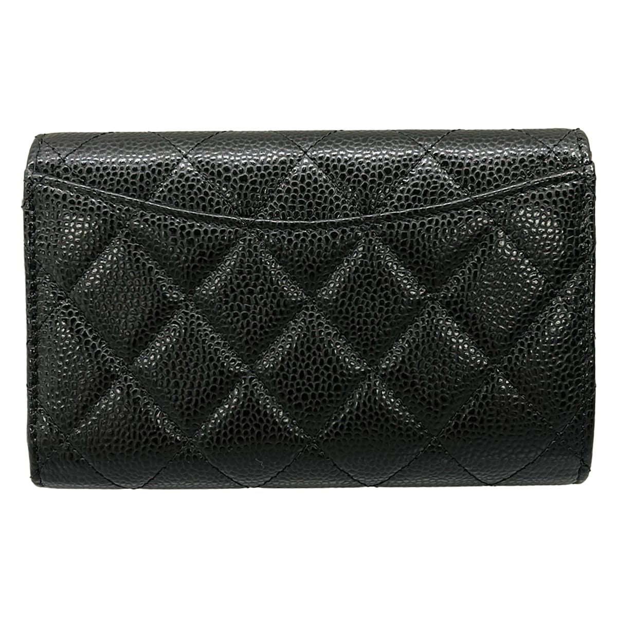 Chanel Trifold Wallet Classic Flap Quilted Black Gold — view 2