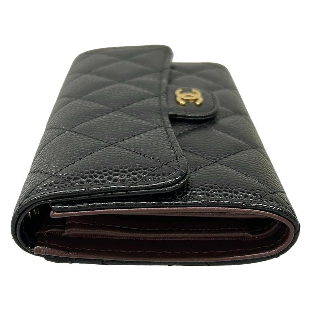 Chanel Trifold Wallet Classic Flap Quilted Black Gold — view 8