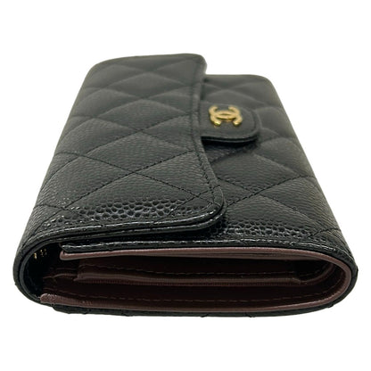 Chanel Trifold Wallet Classic Flap Quilted Black Gold — view 8