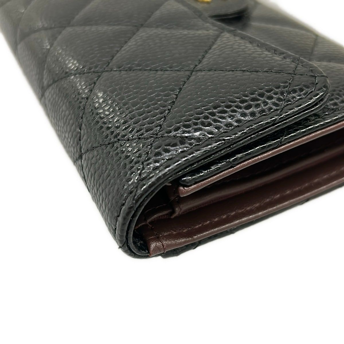 Chanel Trifold Wallet Classic Flap Quilted Black Gold — view 7