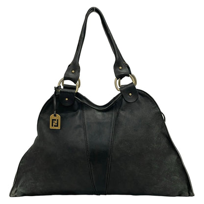 Fendi Shoulder Bag Diavolo Trapezio Black Leather