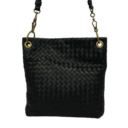 Bottega Veneta Shoulder Bag Intrecciato Black Crossbody Removable Strap Leather — view 4