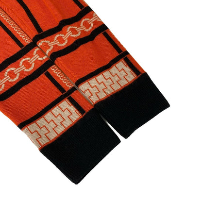 Hermes Long Sleeve Sweater 36 S Orange Chain Cashmere Silk — view 6