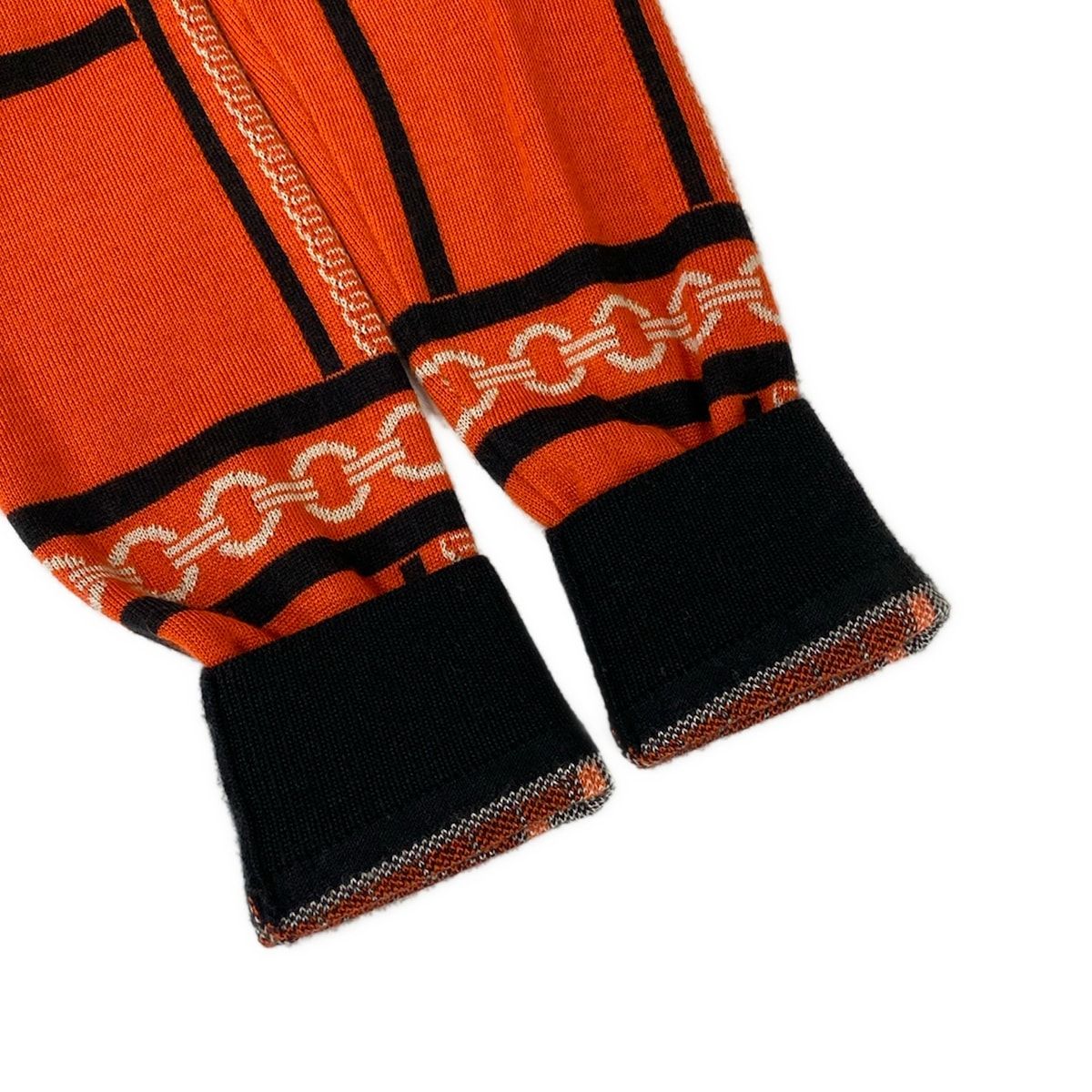 Hermes Long Sleeve Sweater 36 S Orange Chain Cashmere Silk — view 7