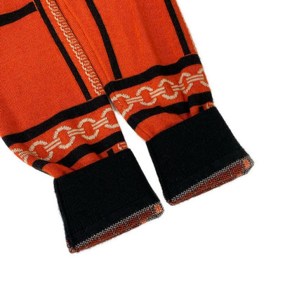 Hermes Long Sleeve Sweater 36 S Orange Chain Cashmere Silk — view 7