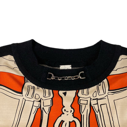 Hermes Long Sleeve Sweater 36 S Orange Chain Cashmere Silk — view 8