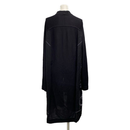 Hermes Cardigan 42 L Black Light Gray Long Sleeve Long Length Cashmere Silk — view 2