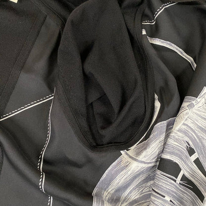 Hermes Cardigan 42 L Black Light Gray Long Sleeve Long Length Cashmere Silk — view 9